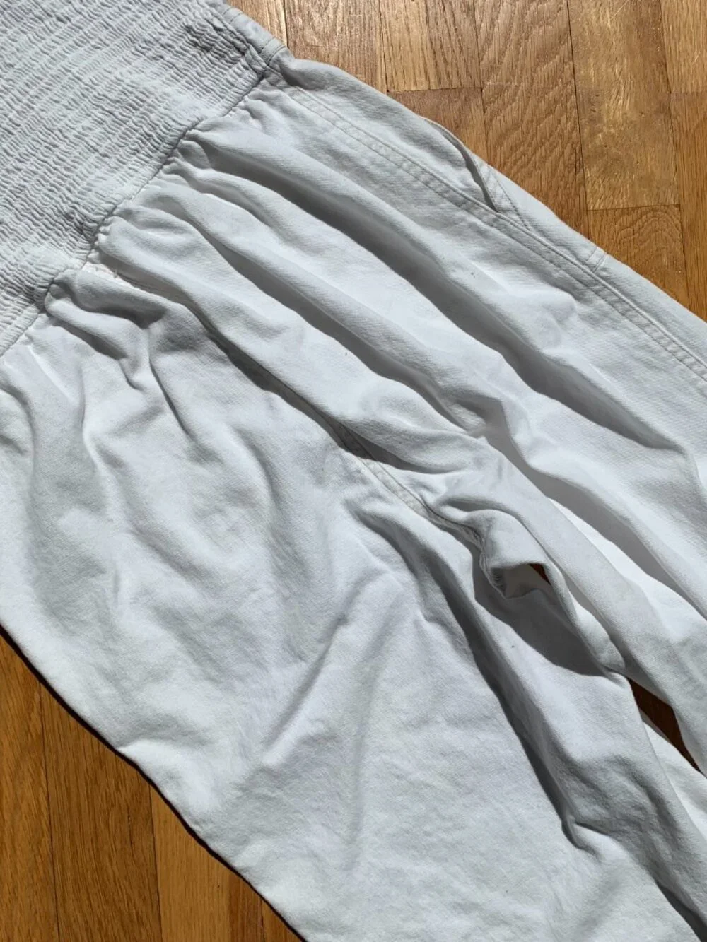 White Denim Jumpsuit Romper Overalls Womens Small - Picture 7 of 13